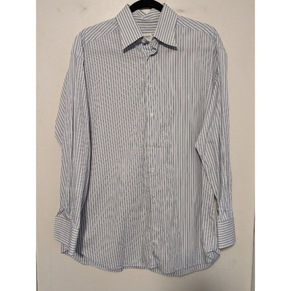 Armani Collezioni Other - Armani Collezioni White Gray Striped Button Down Long Sleeve Shirt Size XL?